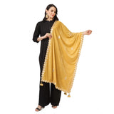 Yellow velvet Gotta Patti dupatta for festive occasions, 2.25-2.50m length