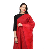 Red cotton embroidered dupatta for festive occasions, 2.25 to 2.50 mtr length