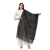 Black cotton embroidered dupatta for festive occasions, length 2.25-2.50m