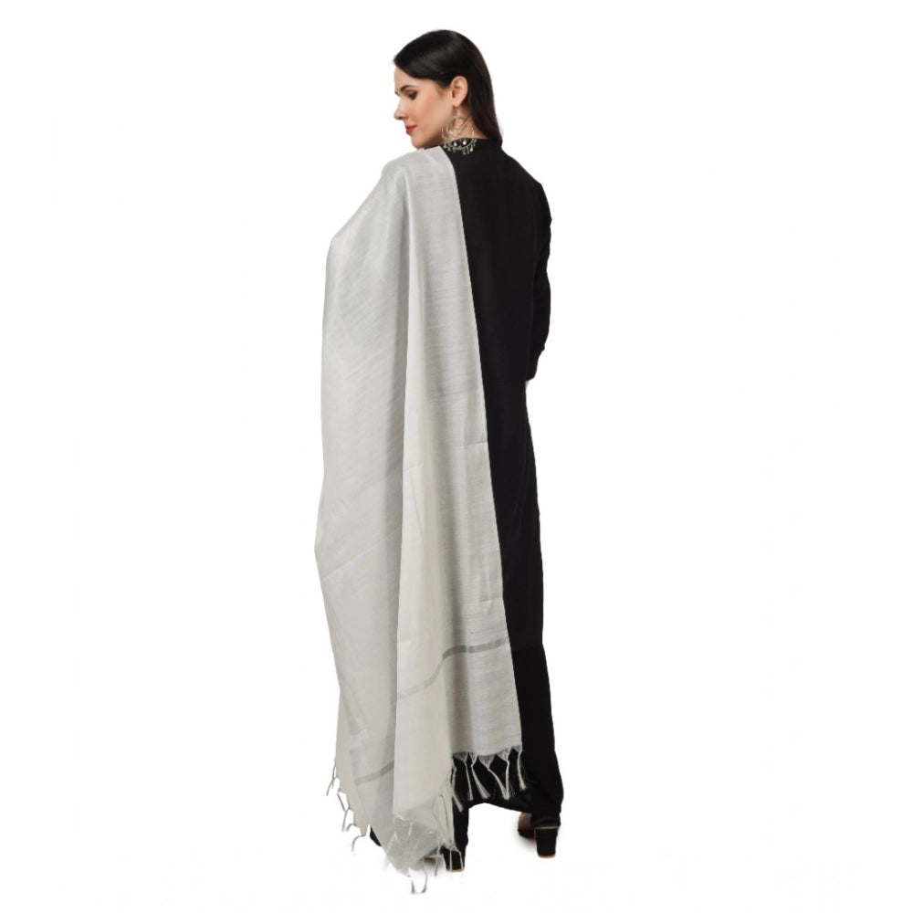White Chanderi Solid Dupatta for festive occasions, length 2.25-2.50mtr on hanger