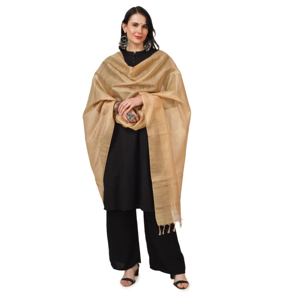 Gold Chanderi solid dupatta for festive occasions, length 2.25-2.50mtr