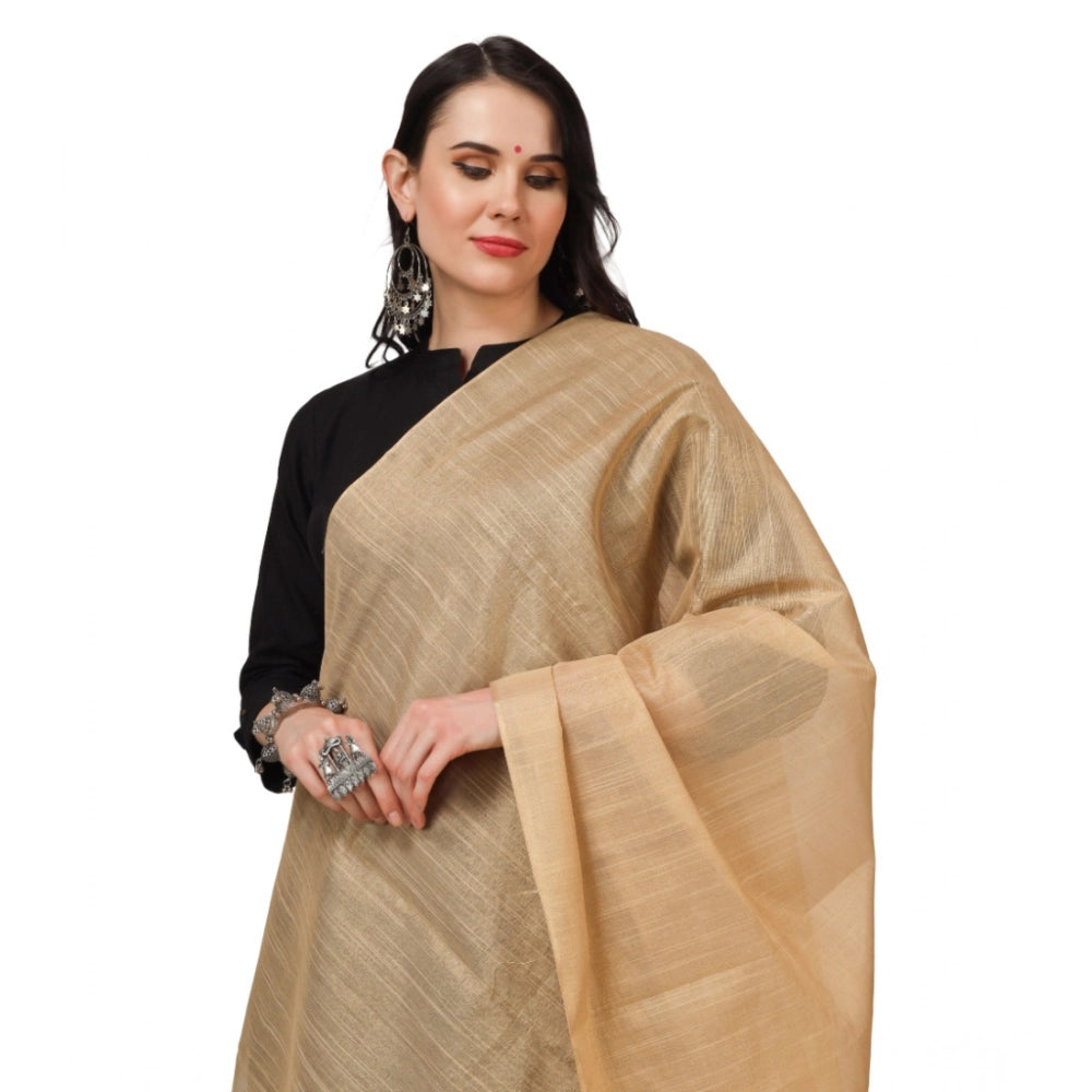 Gold Chanderi Solid Dupatta for women, festive occasion wear, 2.25-2.50 mtr length