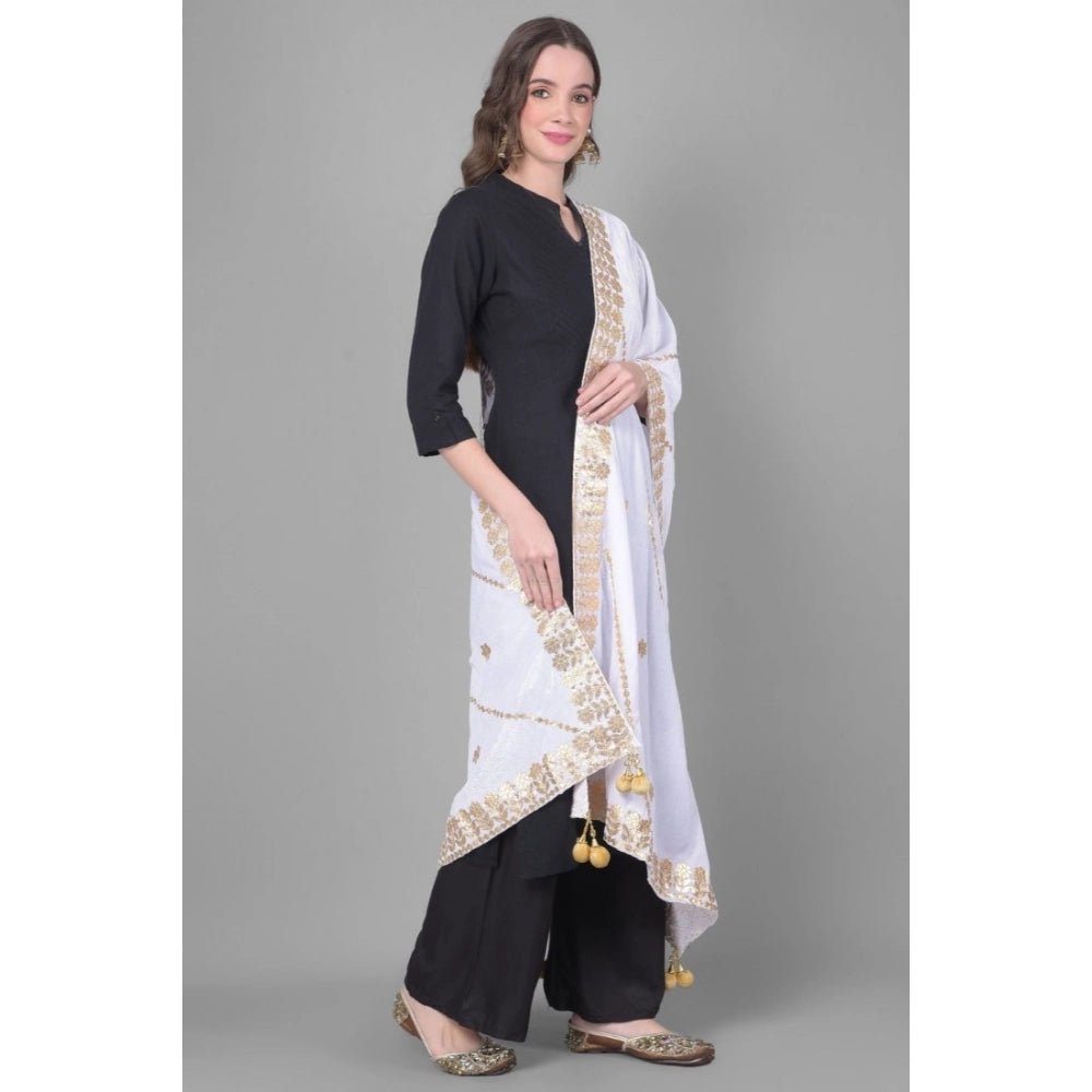 Off-white velvet Gotta Patti dupatta for women, festive occasion wear with length ranging 2.25-2.50 meters