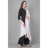 Off-white velvet Gotta Patti dupatta for women, festive occasion wear with length ranging 2.25-2.50 meters