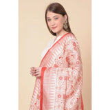 Art silk printed orange dupatta for women, casual occasion wear, length 2.25-2.50 mtr