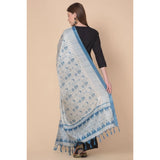 Art silk printed turquoise dupatta for women, length 2.25-2.50m, ideal for casual occasions