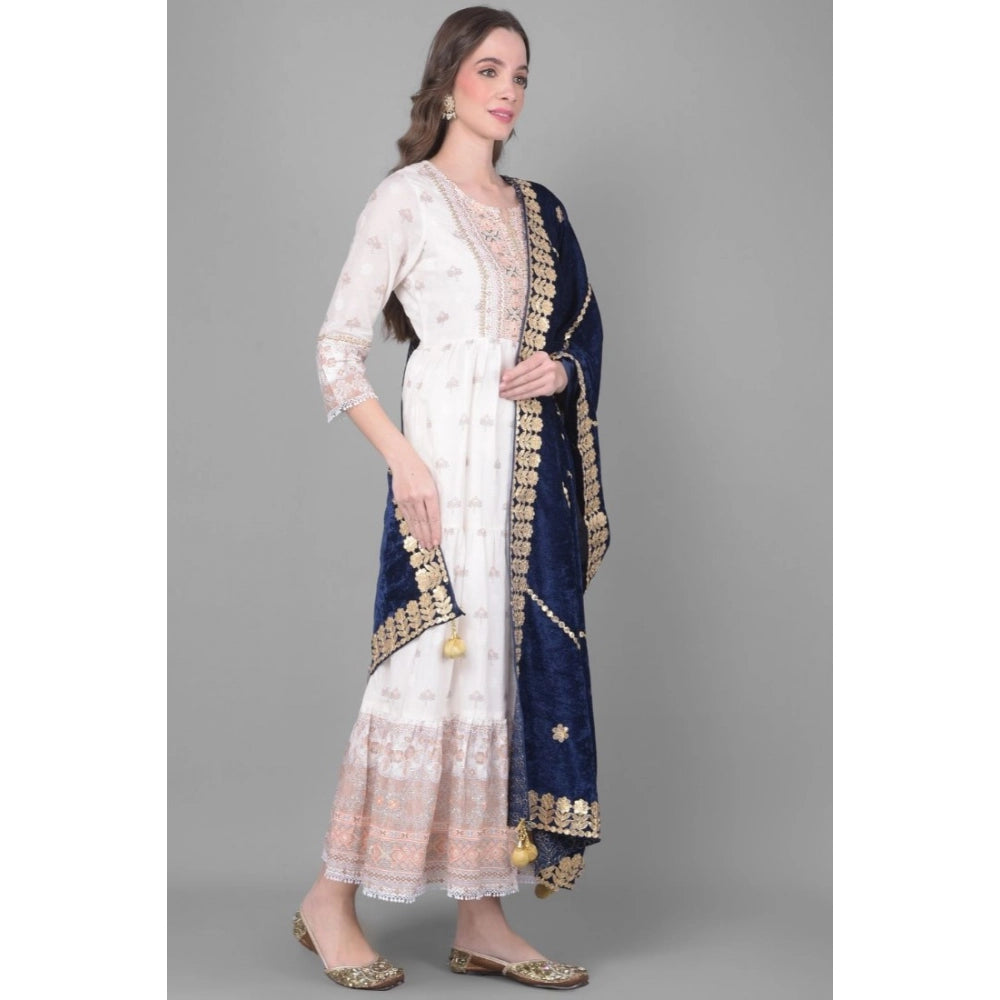 Navy velvet Gotta Patti dupatta for festive occasions, 2.25-2.50m length