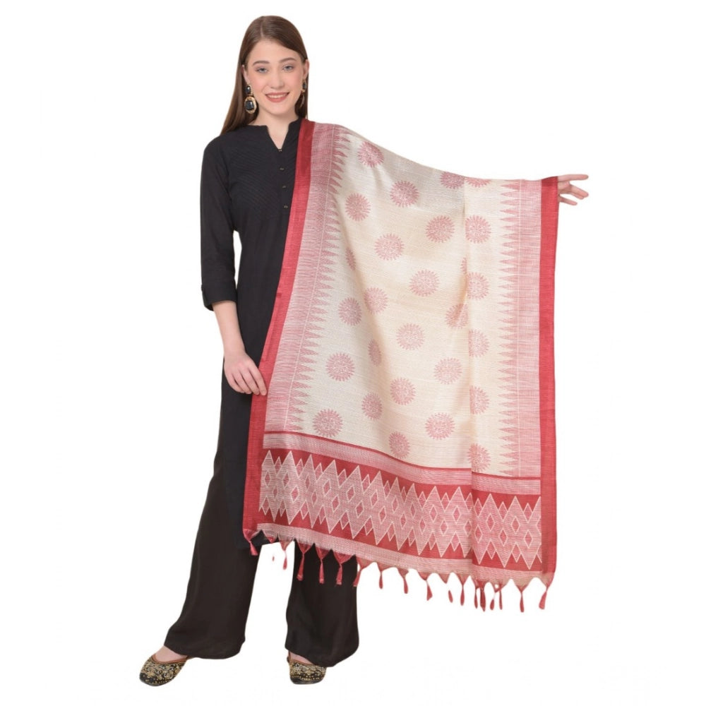 Art Silk Printed Maroon Dupatta (2.25-2.50 mtr), vibrant pattern for casual wear