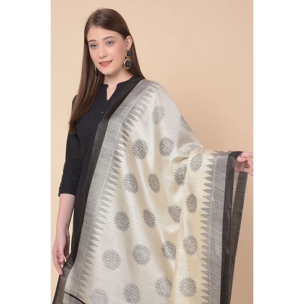 Black Art Silk Printed Dupatta for women, 2.25-2.50m length, casual occasion wear