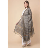 Art silk grey printed dupatta for casual wear (length 2.25-2.50m)