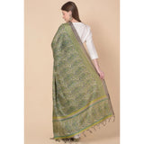 Green art silk printed dupatta, versatile for casual occasions, women's fashion accessory (2.25-2.50 mtr)