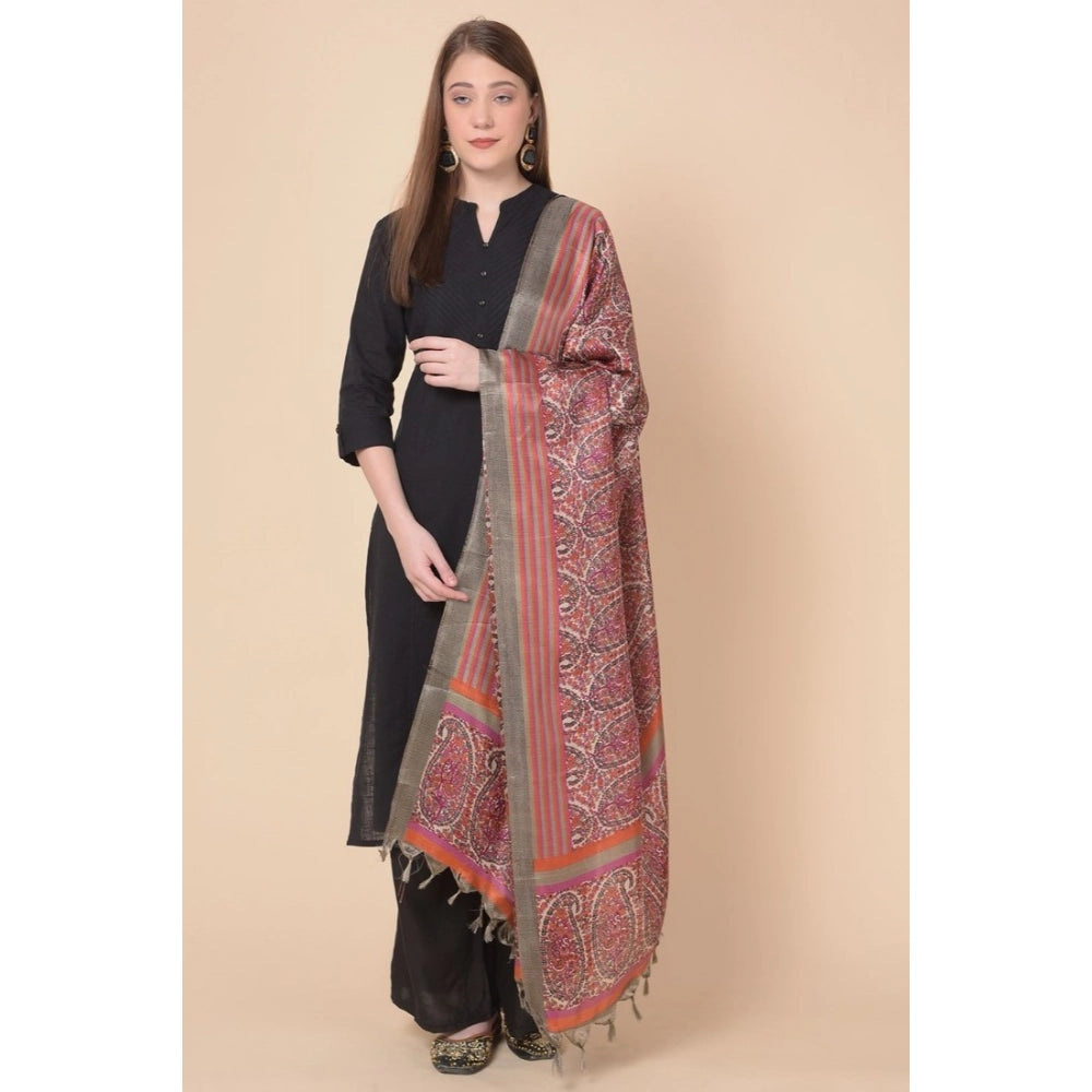 Grey Art Silk Printed Dupatta for casual wear, 2.25-2.50 m length
