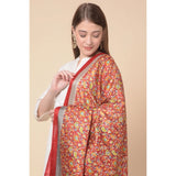 Art silk printed red dupatta for women, vibrant pattern on length 2.25-2.50 mtr for casual occasions