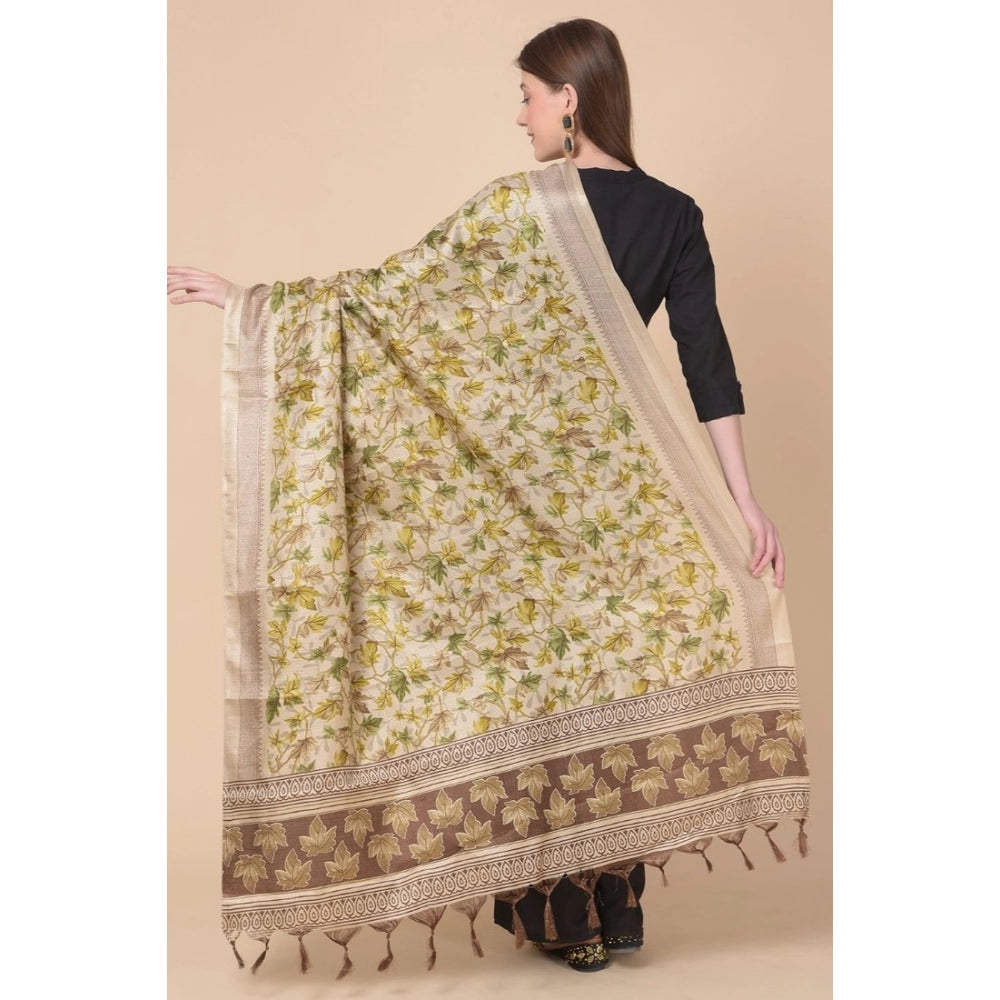 Gold Art Silk Printed Dupatta for women, 2.25-2.50 mtr length, casual occasion
