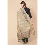 Gold art silk printed dupatta for women's casual wear, 2.25-2.50m length