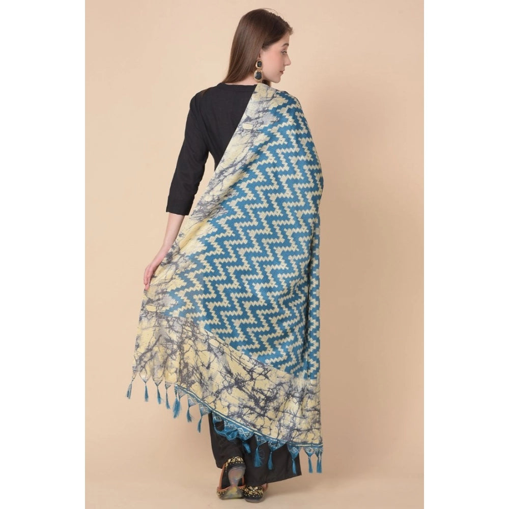 Blue Art Silk Printed Dupatta for women's casual wear, length 2.25-2.50mtr