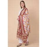 Art silk printed maroon dupatta for women, length 2.25-2.50m, suitable for casual occasions