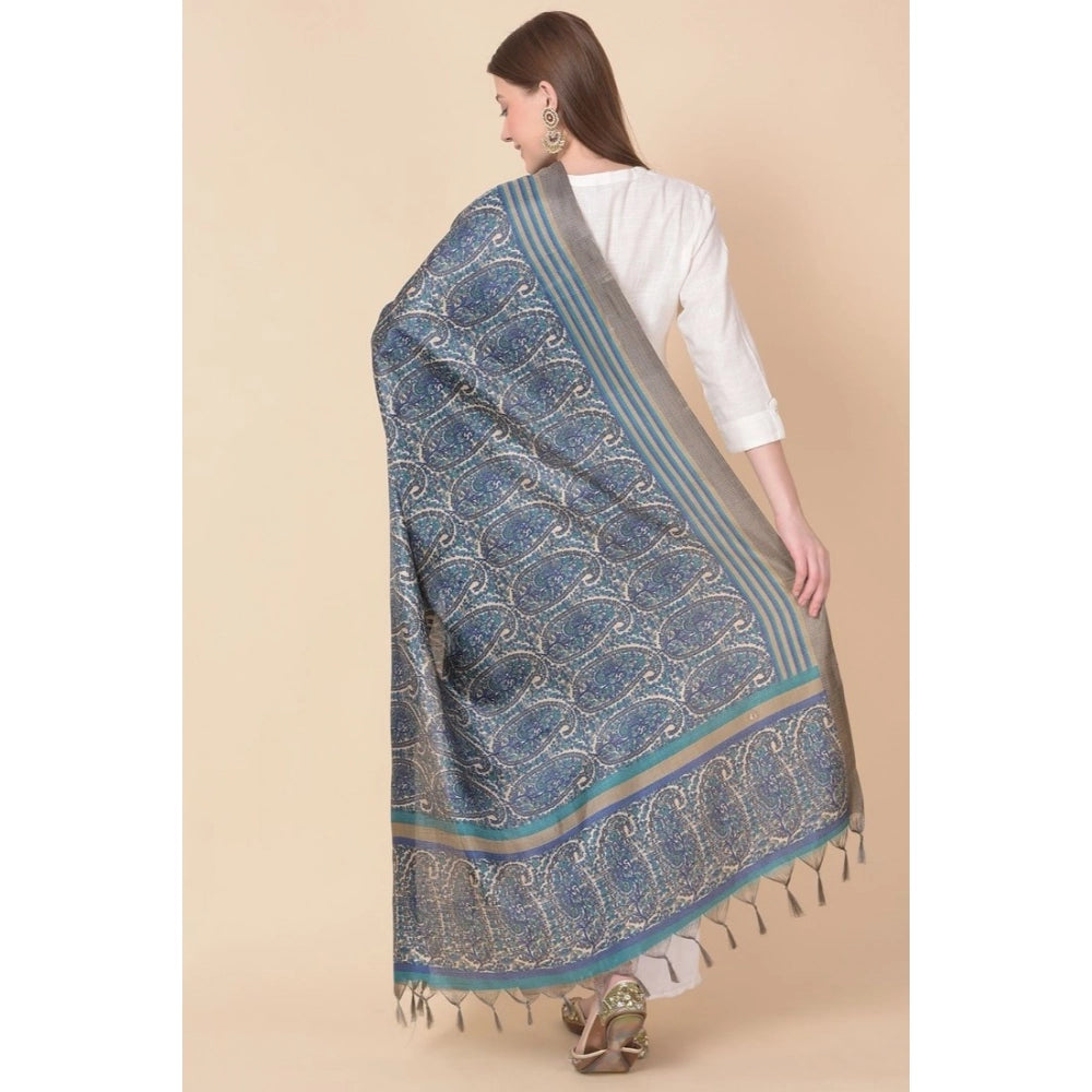Blue Art Silk Printed Dupatta for women, 2.25-2.50m length, casual occasion