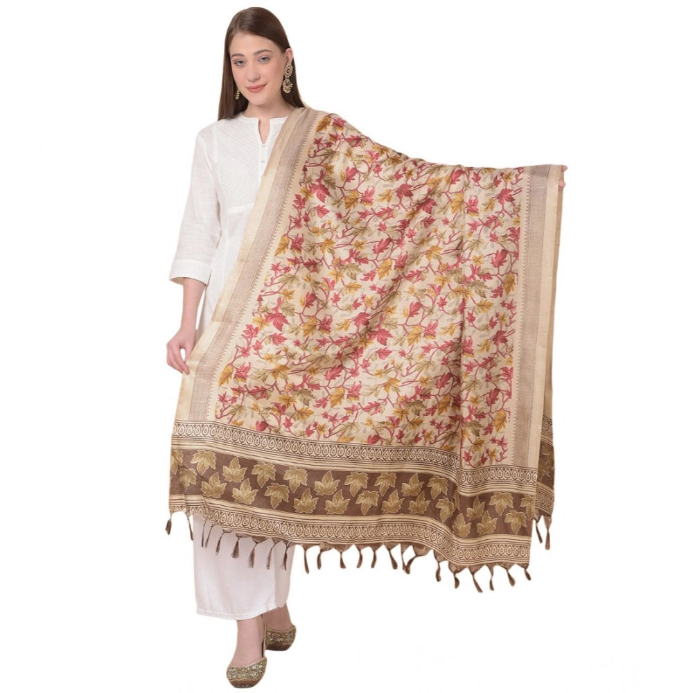 Gold art silk printed dupatta for casual wear, length 2.25-2.50mtr on mannequin
