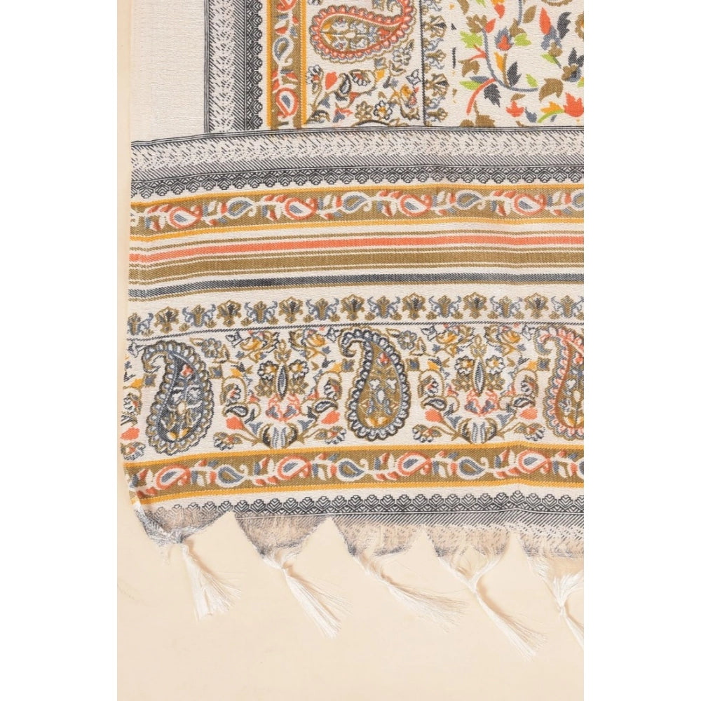 Art silk printed dupatta, white, length 2.25-2.50m for casual occasions, women's fashion accessory