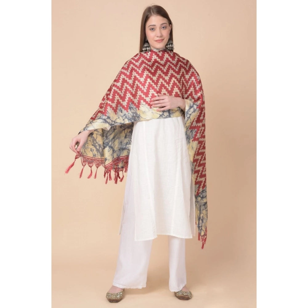 Art Silk Maroon Printed Dupatta (2.25-2.50m), women's casual wear for various occasions