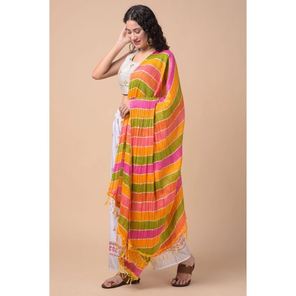 Multicolor Chanderi printed dupatta for casual occasions, length 2.25-2.50 mtr