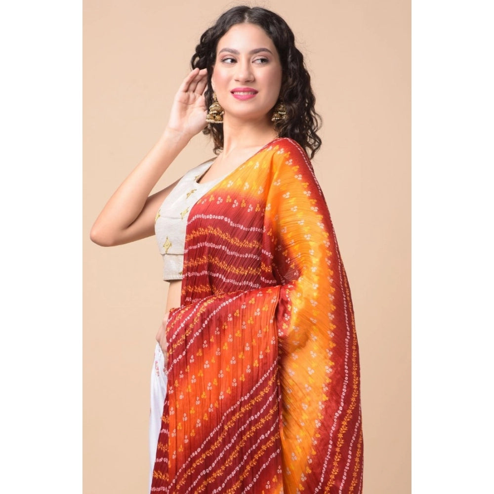 Multicolor Chanderi printed dupatta for women, 2.25-2.50m length, suitable for casual occasions