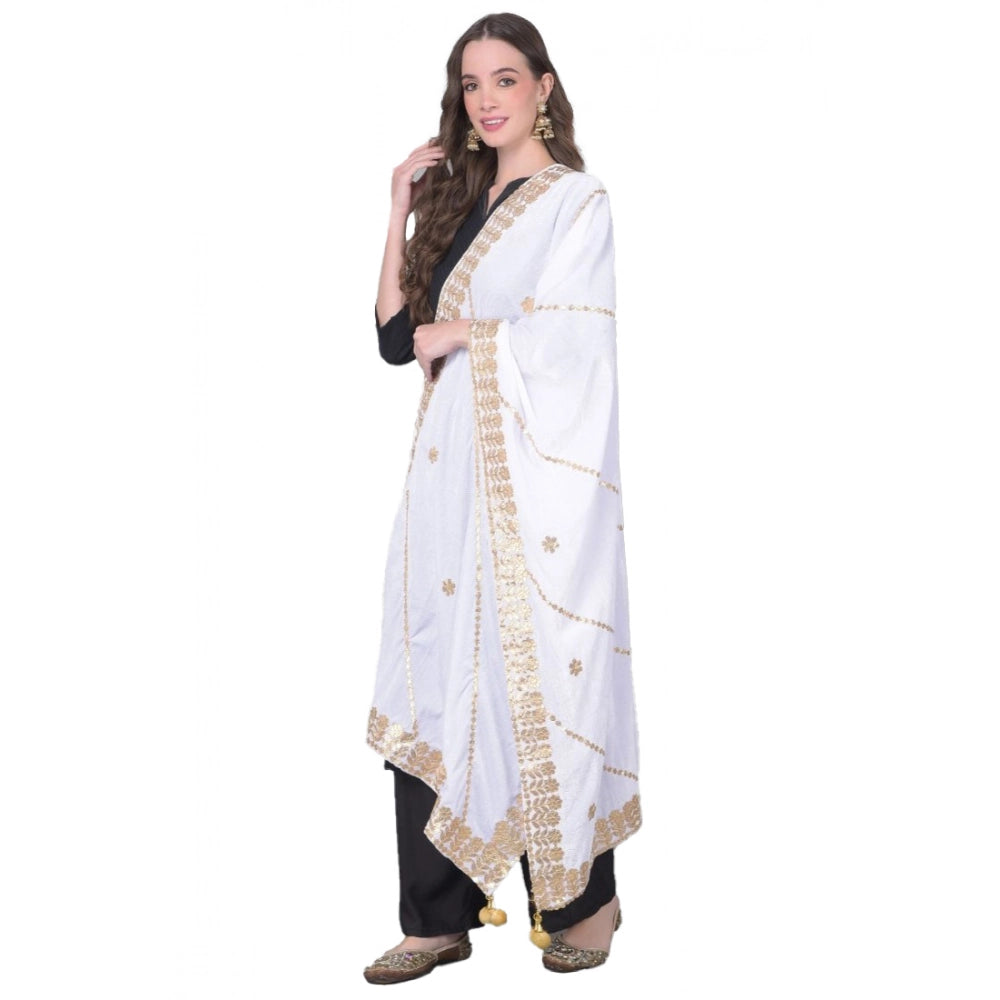 Off white velvet Gotta Patti dupatta for festive occasions, 2.25-2.50m length