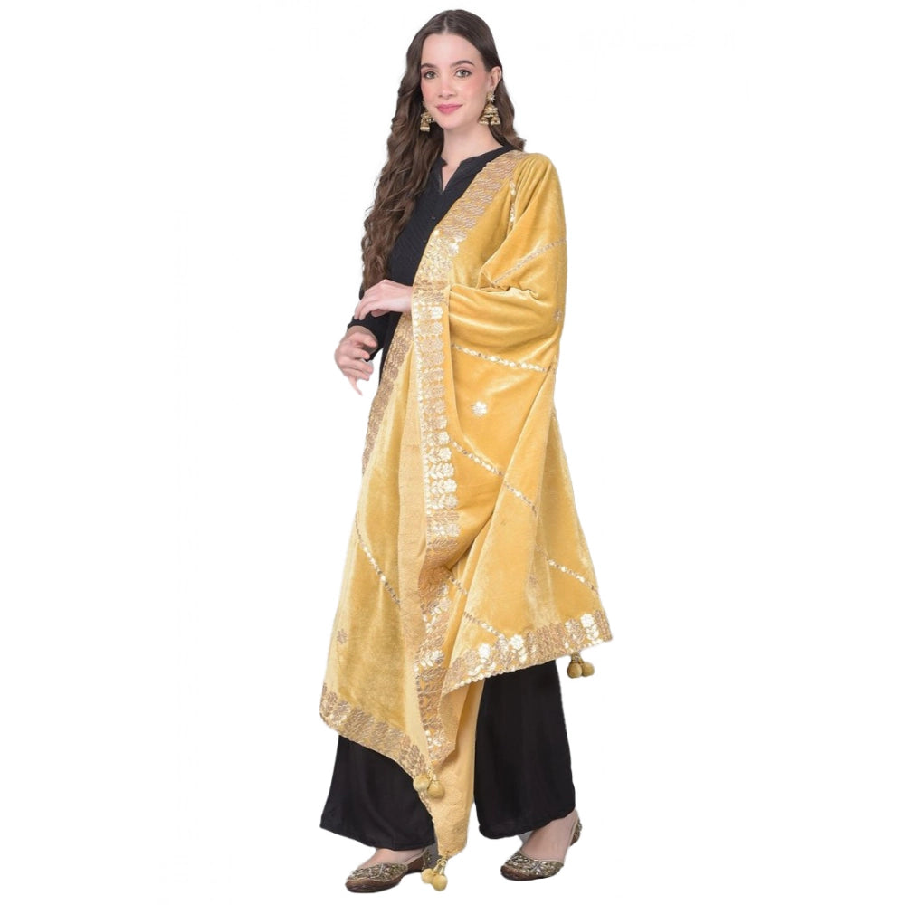 Gold velvet Gotta Patti dupatta for women, festive occasion, length 2.25-2.50mtr