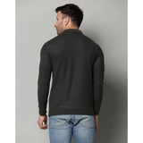 DGrey cotton-blend polo neck t-shirt for men, solid design with full sleeves on display
