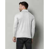 L.Grey cotton blended men's casual polo neck t-shirt, solid pattern, full sleeve