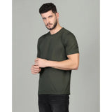 DGrey cotton blended men's casual half sleeve solid round neck t-shirt for regular fit