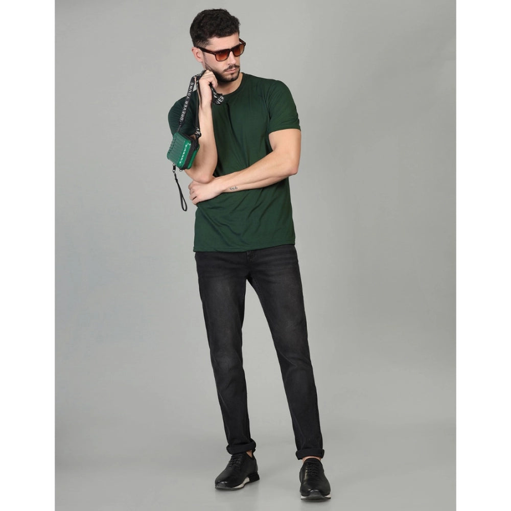 BGreen Cotton Blended Men's Casual Half Sleeve Solid T-shirt for regular fit
