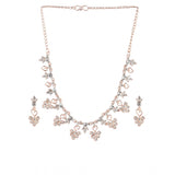 Women's Rose Gold Plated Brass Necklace &amp; Earings Set (Gold)