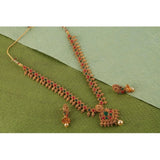 Women's Rose Gold Plated Alloy Necklace &amp; Earings Set (Green &amp; Red)