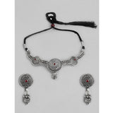 Women's Rose Gold Plated Alloy Necklace &amp; Earings Set (Silver)
