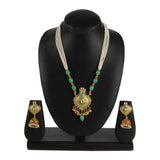 Women's Rose Gold Plated Alloy Necklace &amp; Earings Set (Green)