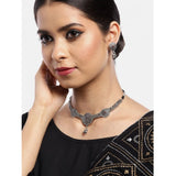 Women's Rose Gold Plated Alloy Necklace &amp; Earings Set (Silver)