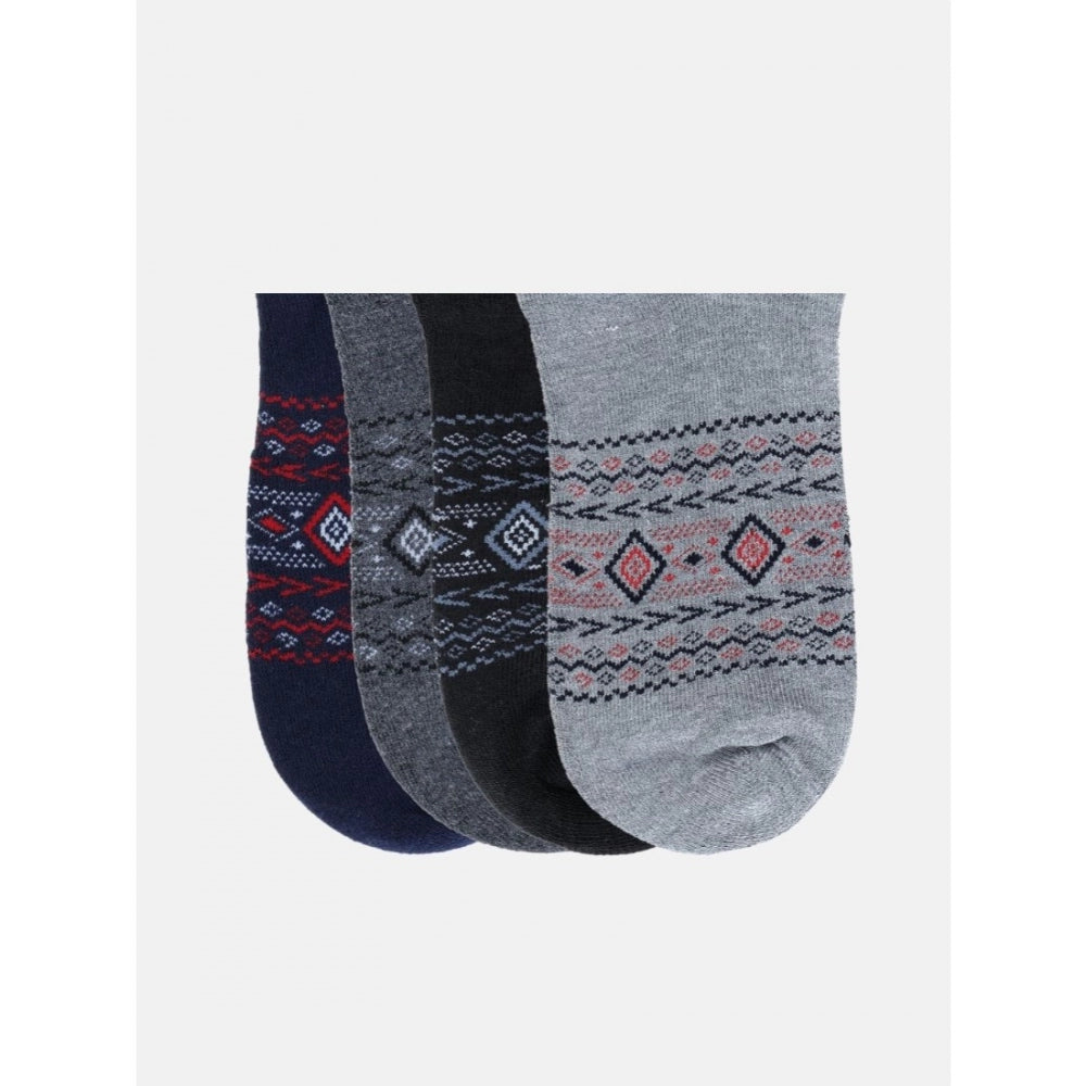 Assorted cotton blended men's printed mid-calf socks with vibrant designs, perfect for casual wear