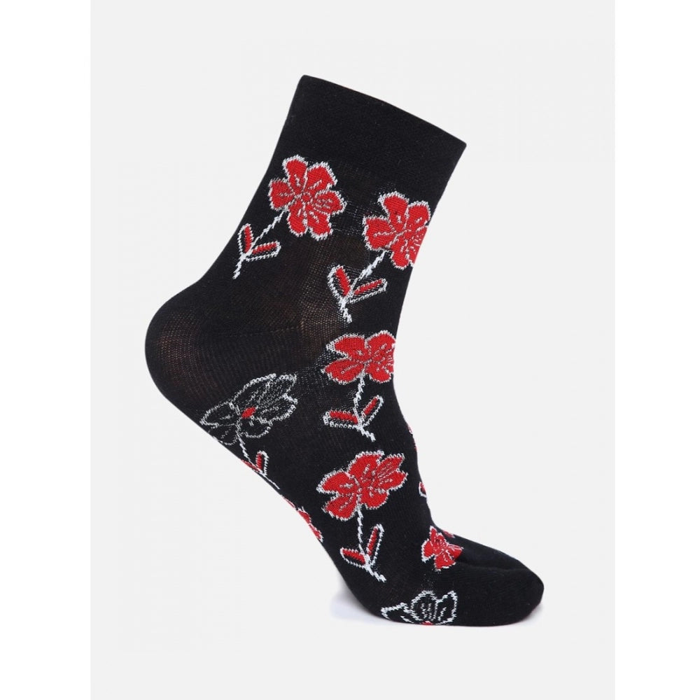 4 Pairs Women's Casual Cotton Blended Printed Ankle length Socks (Assorted)