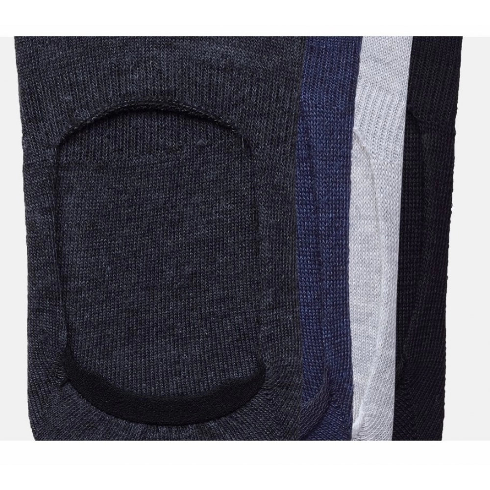 Black no-show socks with a white stripe, cotton blend, 4 pairs, comfortable.