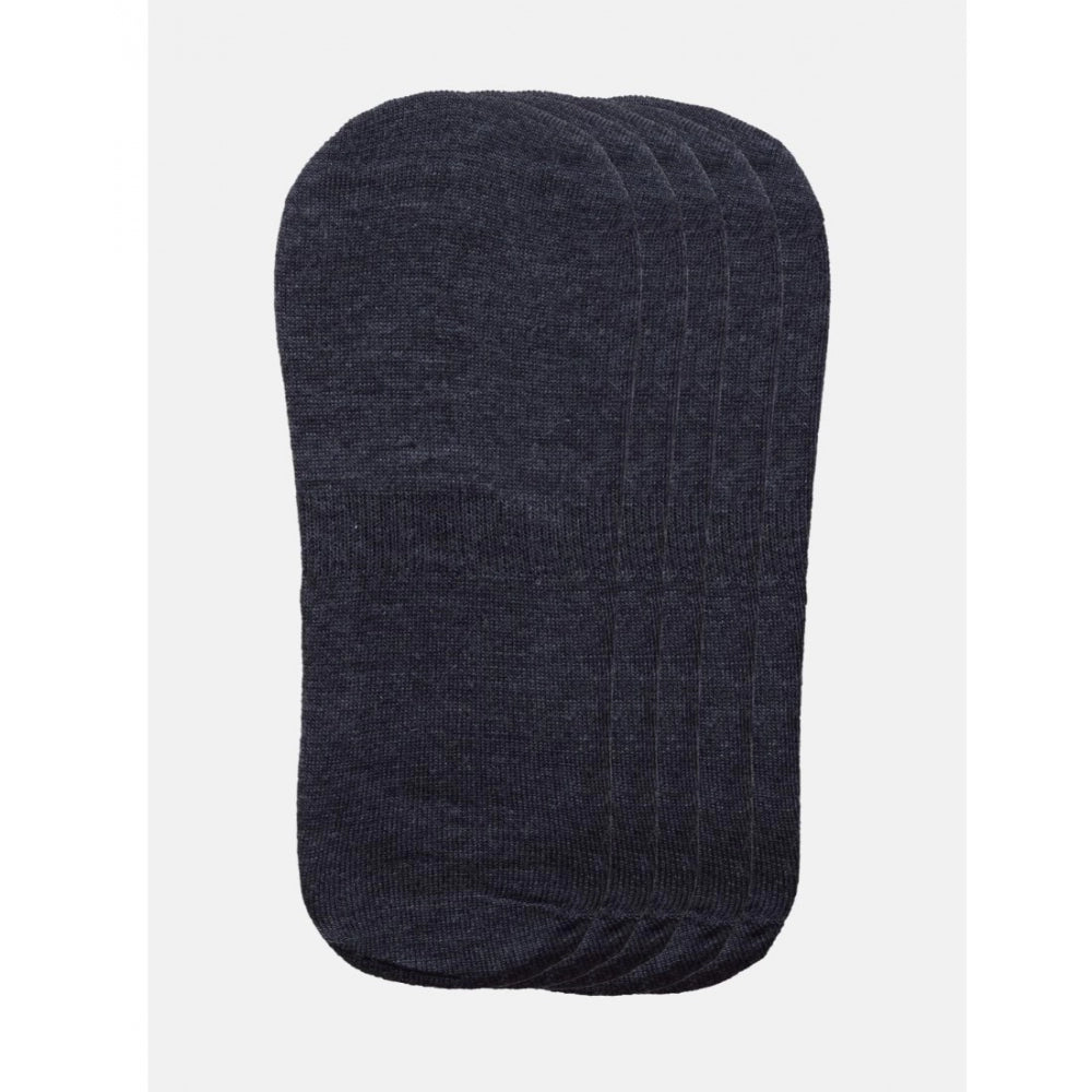 5 Pairs Unisex Casual Cotton Blended Solid No-show Socks (Dark Grey) - GillKart