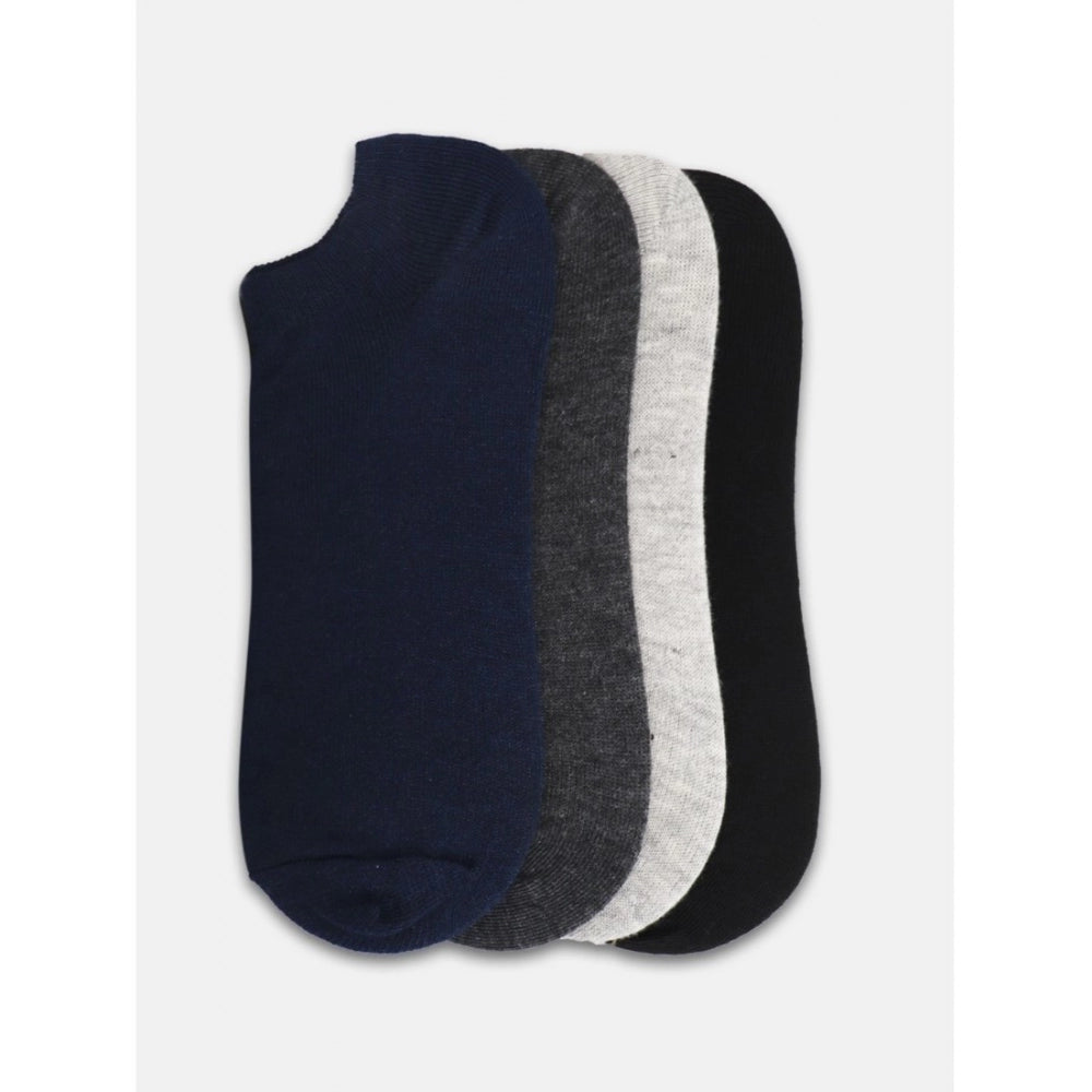 Black & grey ankle socks, cotton blend, 4 pairs, casual socks.