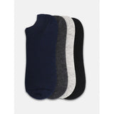 Black & grey ankle socks, cotton blend, 4 pairs, casual socks.