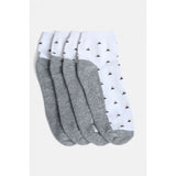 Grey cotton blend socks with white printed bees, 4 pairs mid-calf length socks.