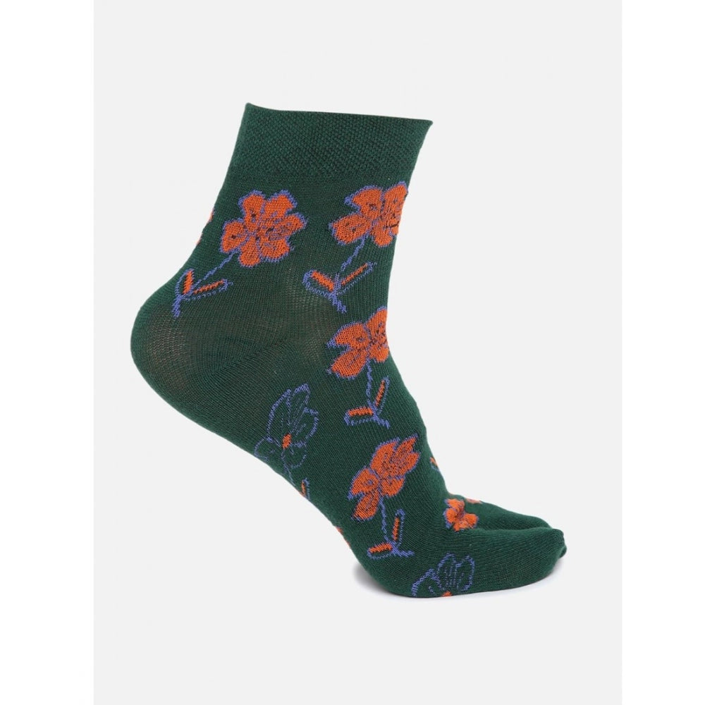 4 Pairs Women's Casual Cotton Blended Printed Ankle length Socks (Assorted)