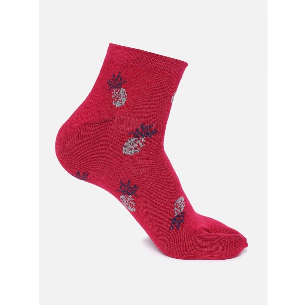 4 Pairs Women's Casual Cotton Blended Printed Ankle length Socks (Assorted)