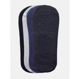 Navy blue no-show socks with white stripe, cotton blend, 4 pairs.