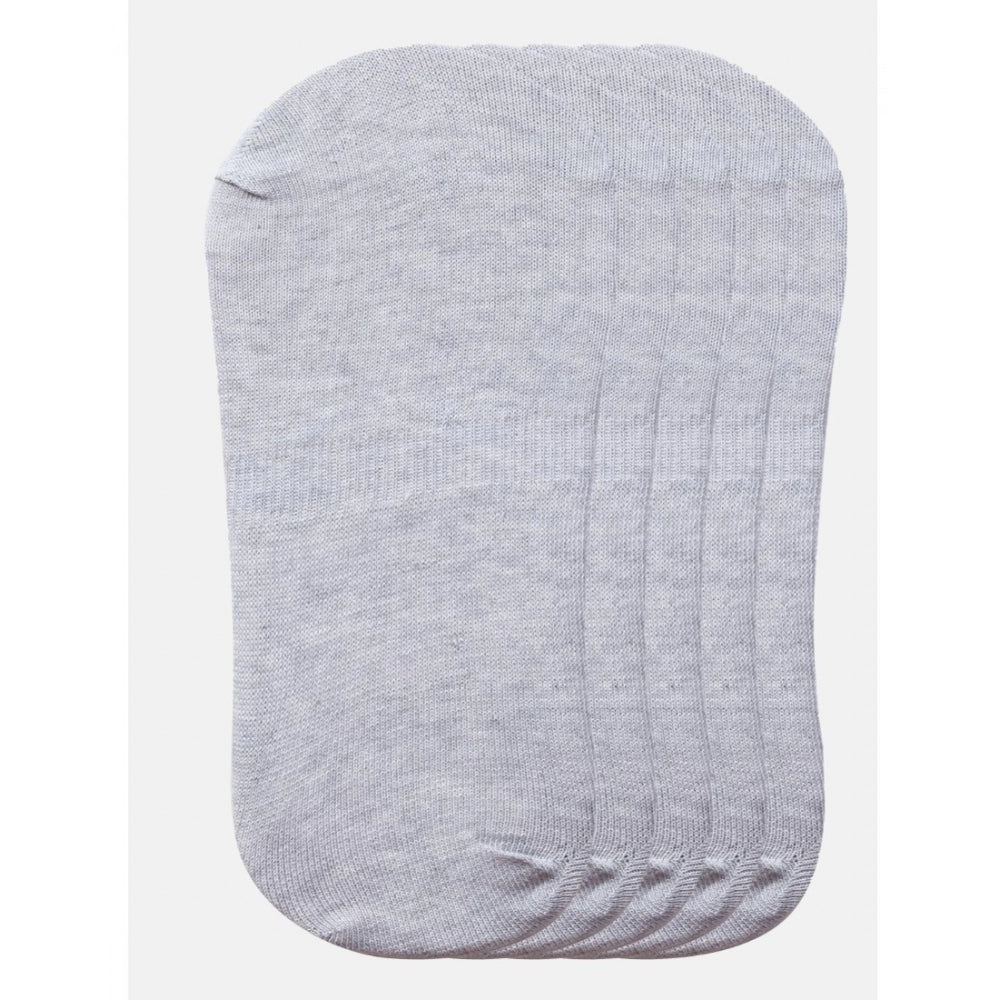 5 Pairs Unisex Casual Cotton Blended Solid No-show Socks (Light Grey) - GillKart