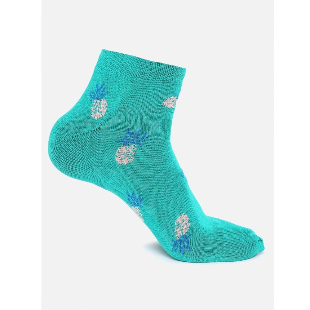 4 Pairs Women's Casual Cotton Blended Printed Ankle length Socks (Assorted)